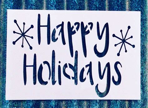 Happy Holidays Stencil Reusable Happy Holidays Stencil Etsy