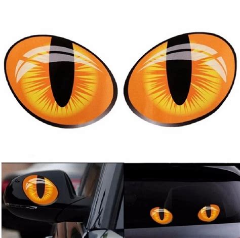 2pcspair Reflective Simulation Cat Eyes Car Stickers 3d Vinyl Car
