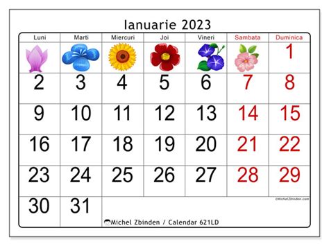 Calendar Ianuarie 2023 Pentru Imprimare “621ld” Michel Zbinden Ro