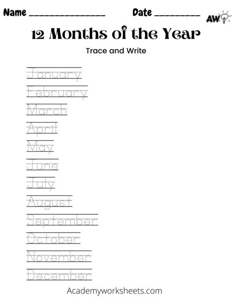 Months Of The Year Worksheets Academy Worksheets