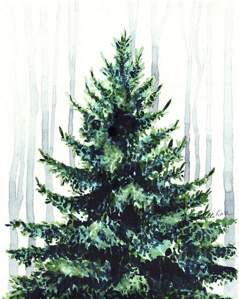 Watercolor Evergreen Trees At Explore Collection
