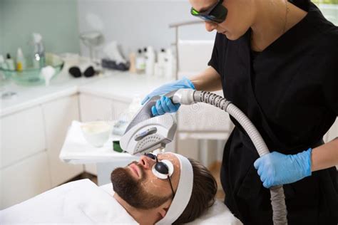 Men`s Anti Aging Laser Therapy Stock Image Image Of Body Eyeglasses
