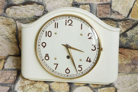 Vintage Kitchen Clock Wind Up Wall Clock Made In Germany White