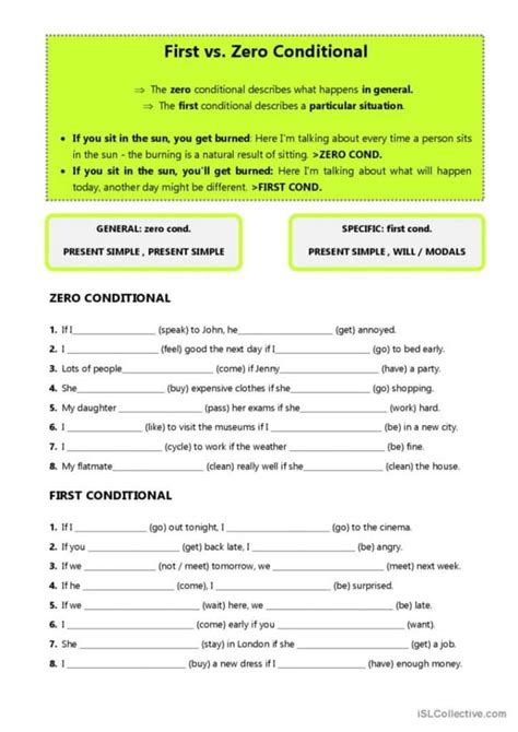 Zero And First Conditional Exercises Worksheets Theki