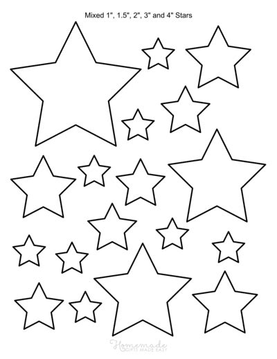 Different Size Stars Coloring Pages