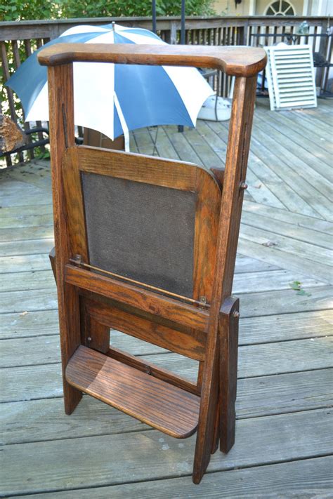 But then you flip it over. Vtg Antique wood Folding Library Chair Ladder Step Stool ...
