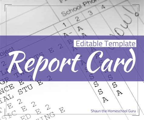 Editable Report Card Template Shaun The Homeschool Guru