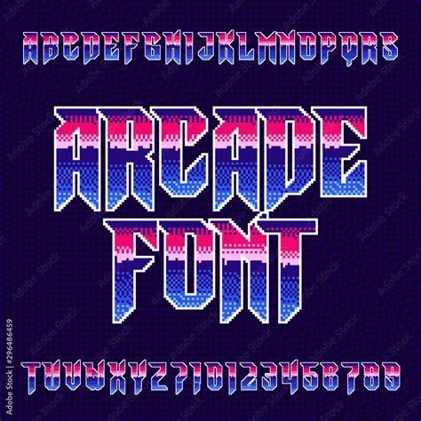 Arcade Alphabet Font Pixel Letters And Numbers In Heavy Metal Style