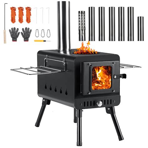 Deerfamy Tent Stove Wood Burning Stove With Section Chimney Pipes