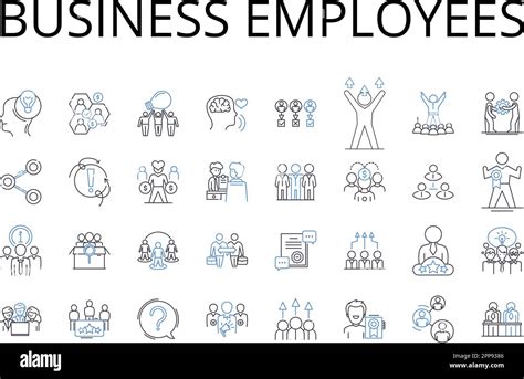 Business Employees Line Icons Collection Workplace Colleagues Company