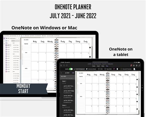 Onenote Digital Planner July 2021 June 2022 Onenote Planner Etsy