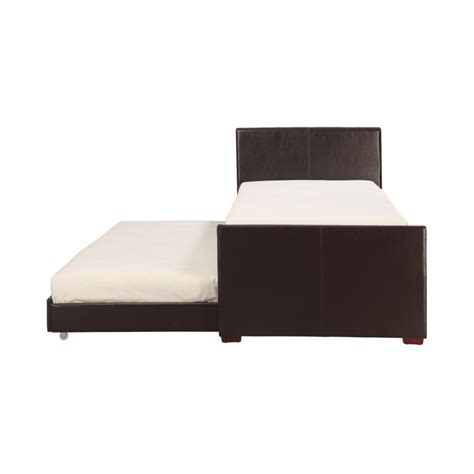 A trundle is a large platform on wheels that tuck under a standard bed to save space. Joseph Brown Faux Leather Trundle Guest Bed - Bedworld