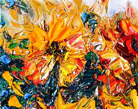 3d Sunflowers Painting Thick Layer Sunflowers Floral Oil Etsy