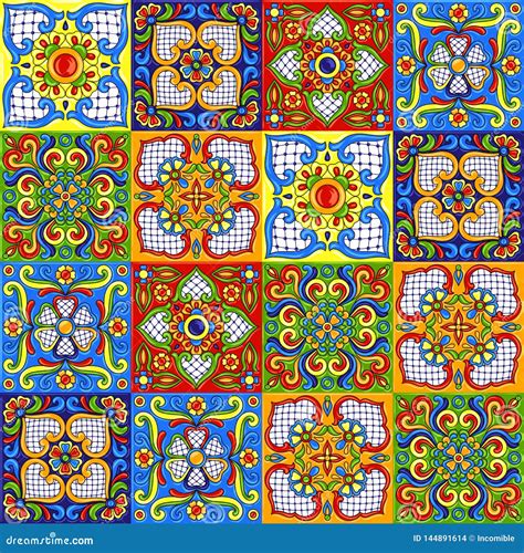 Mexican Talavera Ceramic Tile Pattern Stock Vector Illustration Of