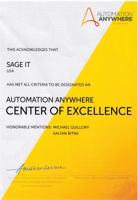 Sage It Launches Rpa Center Of Excellence Coe With Automation