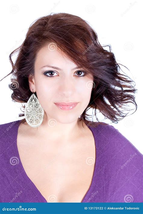 Portrait Of A Pretty Young Woman With Ear Ring Stock Photo Image Of
