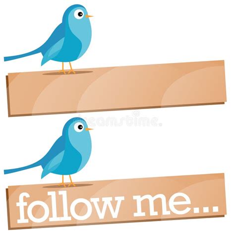 Twitter Bird With Follow Us Sign Stock Illustration Illustration Of