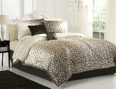 Chic Snow Leopard Brown Cream 6pc Comforter Set Bedskirt Dec Pillows
