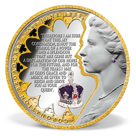 Queen Elizabeths Coronation Speech Commemorative Coin Gold Layered