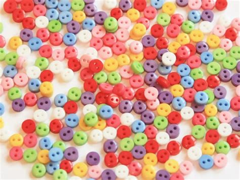 2000 Micro Mini Buttons 6mm Mixed Color Resin Buttons Multi Coloured 2