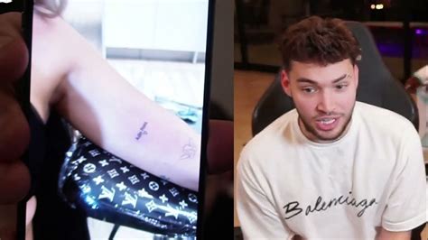 That Is F King Crazy Adin Ross Speechless After Of Model Ski Bri Tattoos His Name On Her Arm