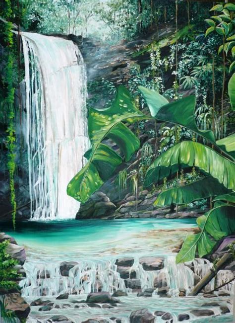 Pin By Nkese Miller On My Favs Waterfall Paintings Caribbean Art