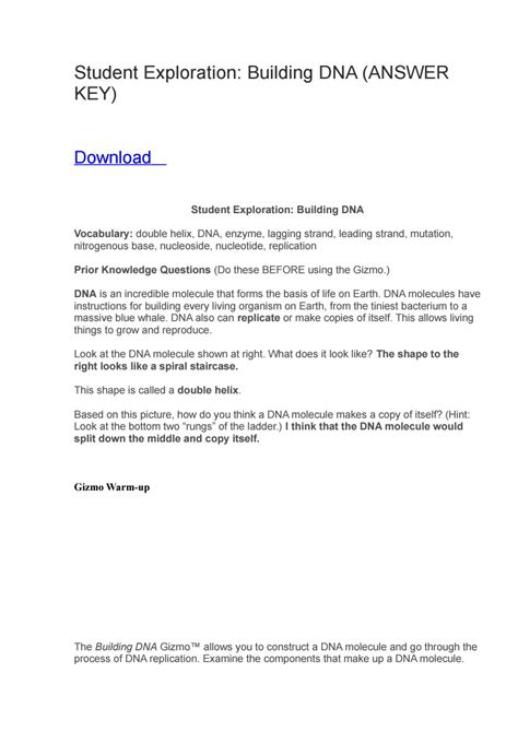 Answers with building dna gizmo answer key. Student Exploration- Building DNA (ANSWER KEY) by dedfsf dgdgfdgd - Issuu