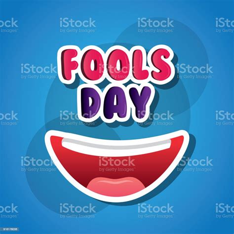 laughing mouth happy april fools day card blue background stock illustration download image