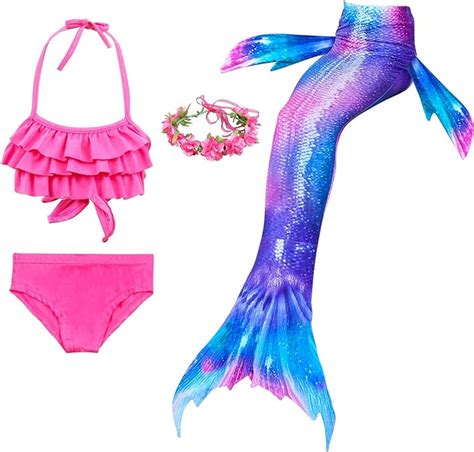 Amazon Com Girls Mermaid Tail Swimmable Pcs Mermaid Bikini Swimwear My Xxx Hot Girl