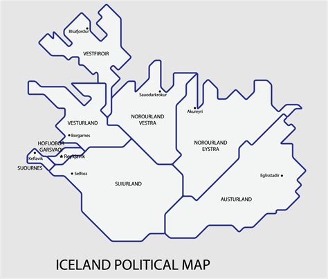 Iceland Political Map Divide By State Colorful Outline Simplicity Style