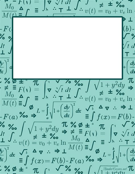 Printable Math Notebook Cover