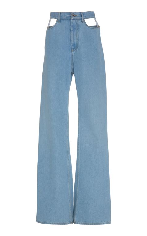 Maison Margiela Denim Cutout Wide Leg Jeans In Blue Lyst