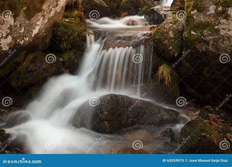 Waterfall Falling On A Stones With Moss Stock Image Image Of Flowing