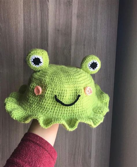 Cute Frog Bucket Hat Crochet Handmade Hat Froggy Etsy Crochet Frog