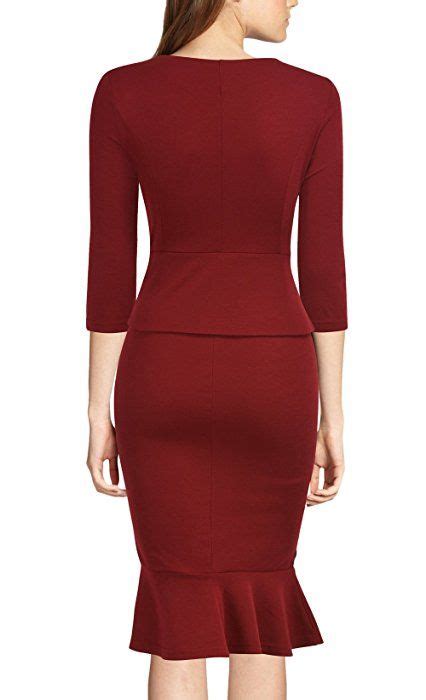 Rephyllis Womens Vintage Bowknot Belt Office Wear To Work Pencil Dress