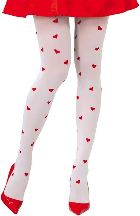 Ladies White And Red Queen Of Hearts Heart Print Fancy Dress Costume