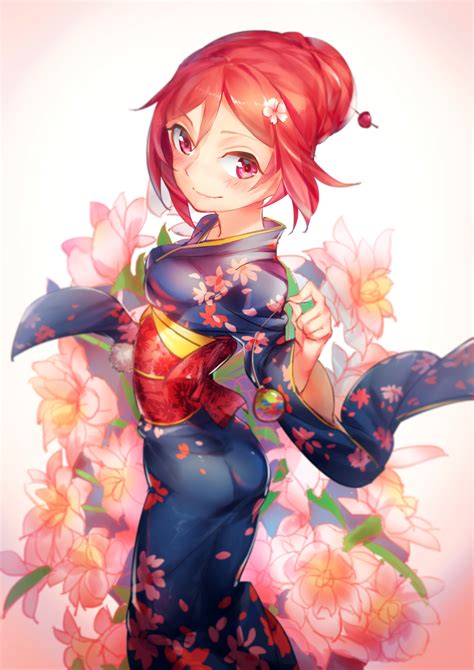 Anime Girl With Short Red Hair And Red Eyes