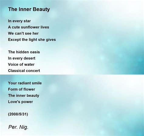 The Inner Beauty Poem By Per Nig Poem Hunter