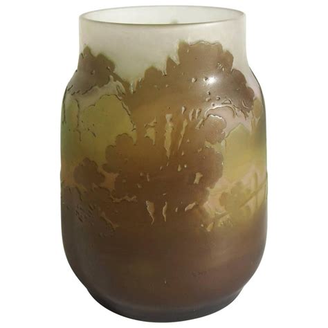 A Fine Antique French Cameo Glass Double Overlay Jade Green Vase By Emile Galle At 1stdibs