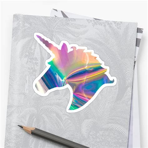 Holographic Unicorn Head Stickers By Ekolinsky Redbubble