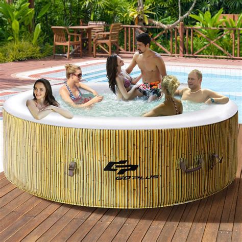 6 Person Inflatable Hot Tub Outdoor Jets Portable Heated Bubble Massage Spa New Wish