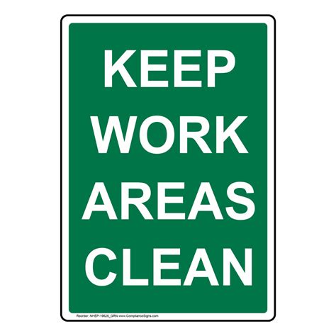 Vertical Sign Housekeeping Keep Work Areas Clean