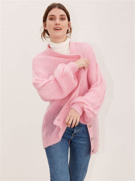 Beata Pink Mohair Oversized Knit Cardigan Womens Cardigans Kitri