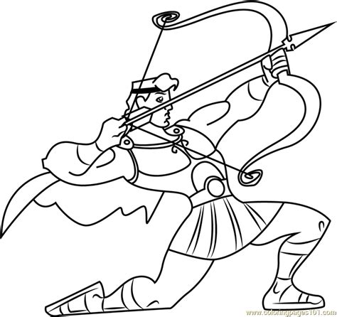 Hercules With Bow And Arrow Coloring Page For Kids Free Hercules
