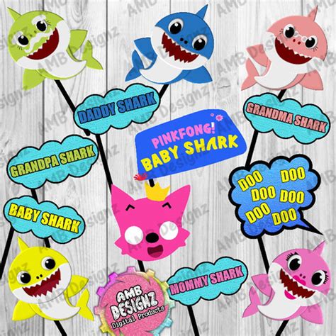 Baby Shark Photo Booth Props Baby Shark Party Decorations