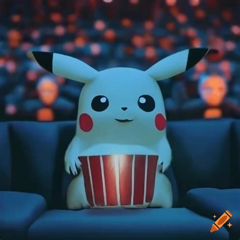 Pikachu Watching A Movie In A Theater On Craiyon