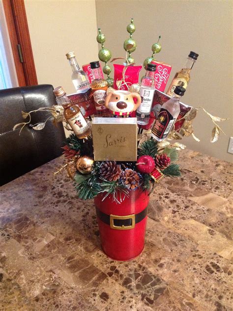 Mini Liquor Bottle And Chocolate Christmas Basket Easy Christmas