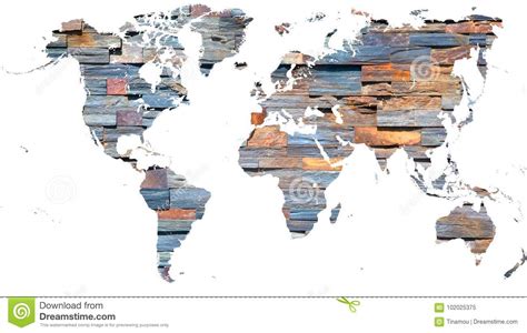 World Map Cut Out In Multi Colored Tiles Stock Image Image Of Europe
