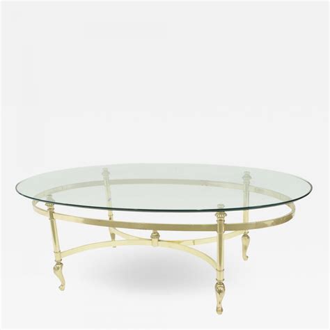 Contemporary Oval Brass And Glass Coffee Table