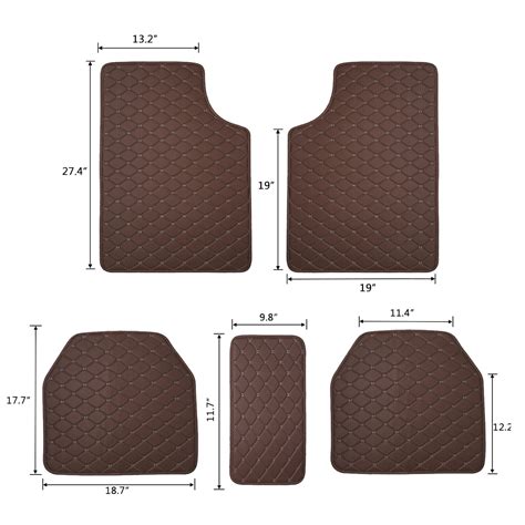 5pcs Car Floor Mats Frontandback Pu Leather Mats Universal Carpets For
